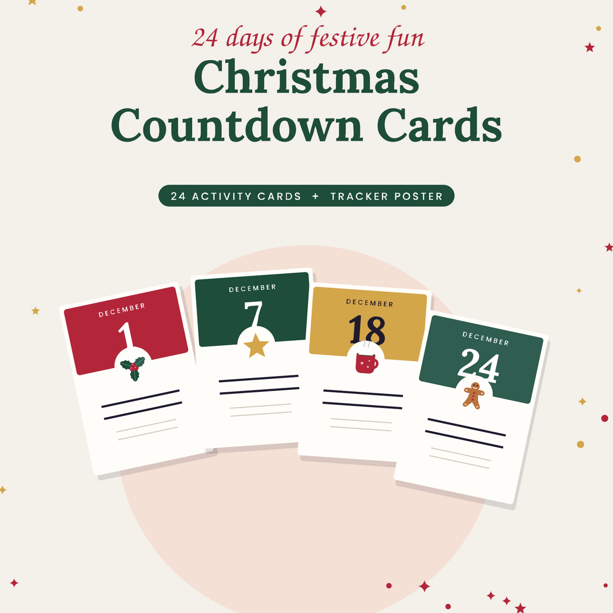 Christmas Countdown Activity Cards | 24 Printable Advent Calendar Ideas for Families