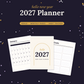 2027 Planner Printable | New Year Goal Planner with Monthly Calendar, Habit Tracker & Reflections | A4
