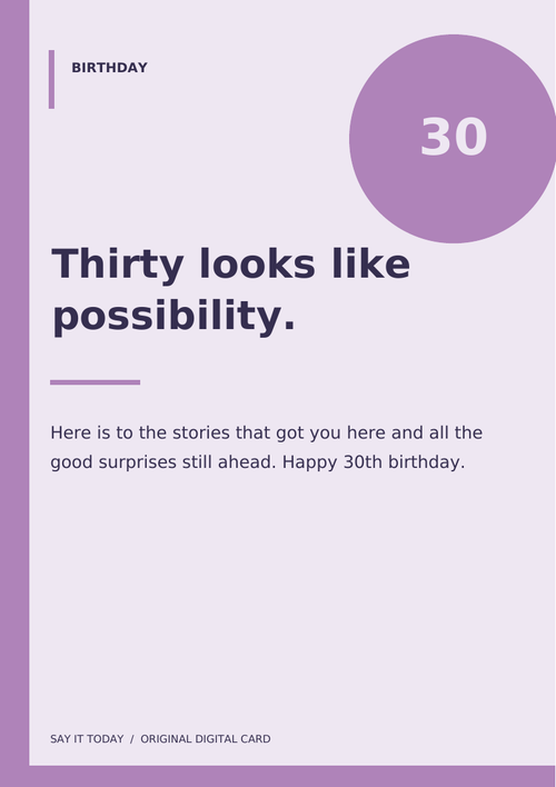 30th Birthday Card A5 PDF card design