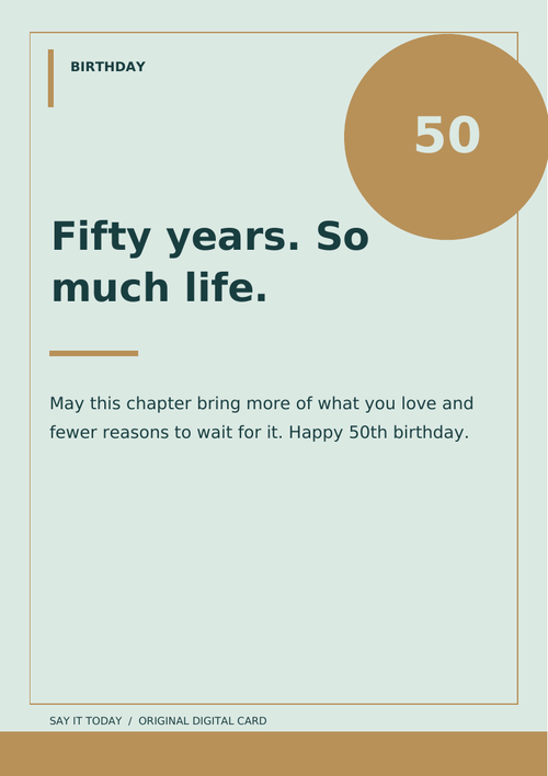 50th Birthday Card A5 PDF card design
