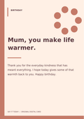 Birthday Card for Mum A5 PDF card design