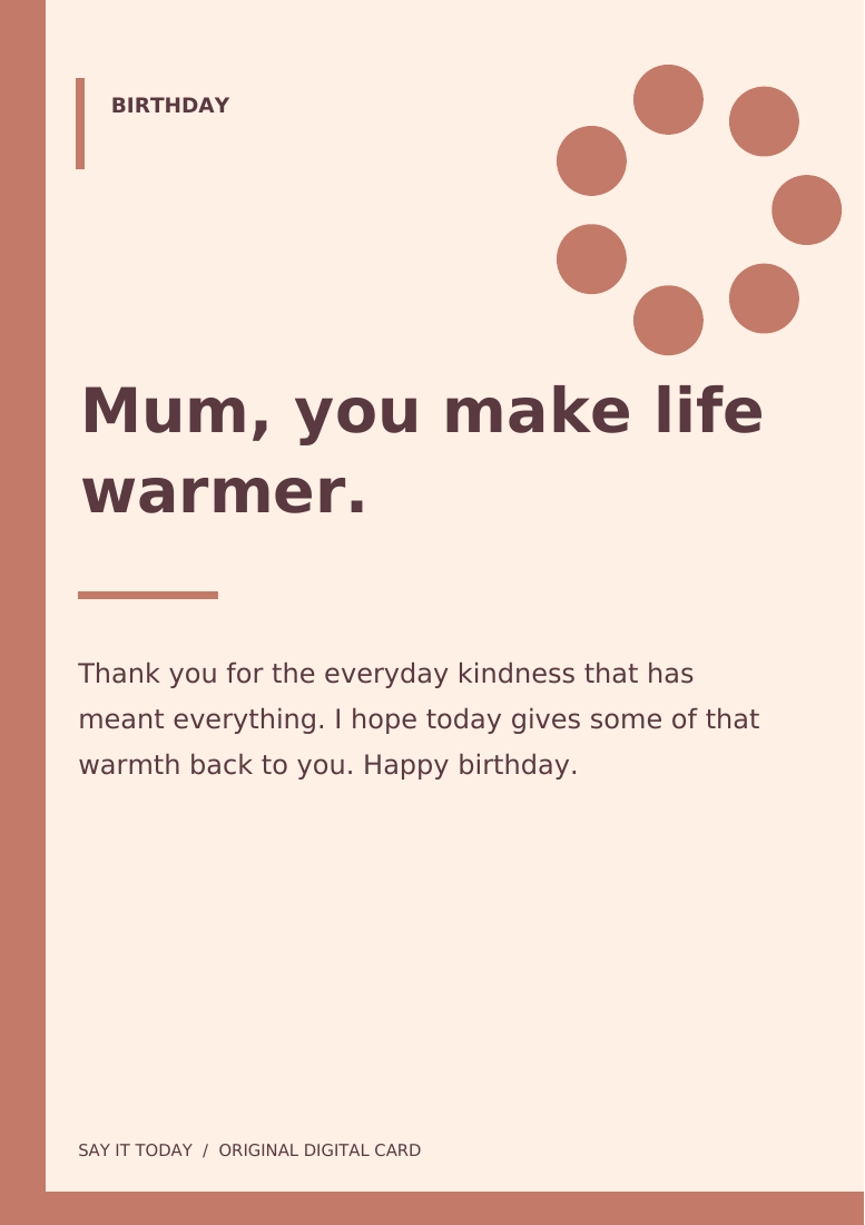 Birthday Card for Mum A5 PDF card design