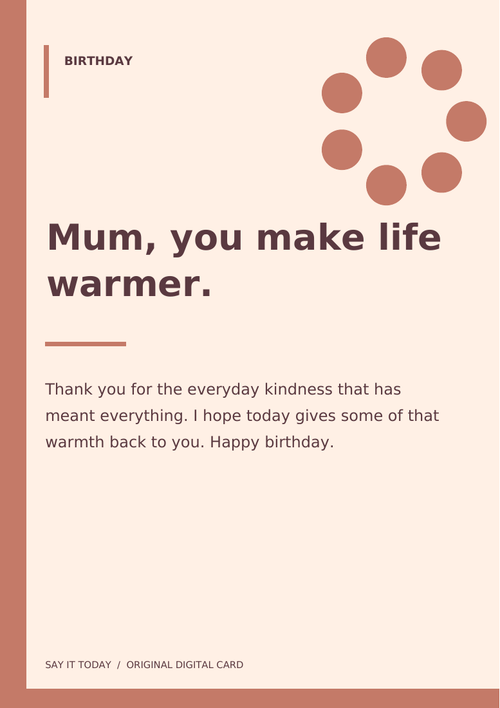 Birthday Card for Mum A5 PDF card design