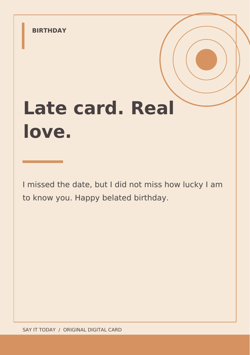 Belated Birthday Card A5 PDF card design