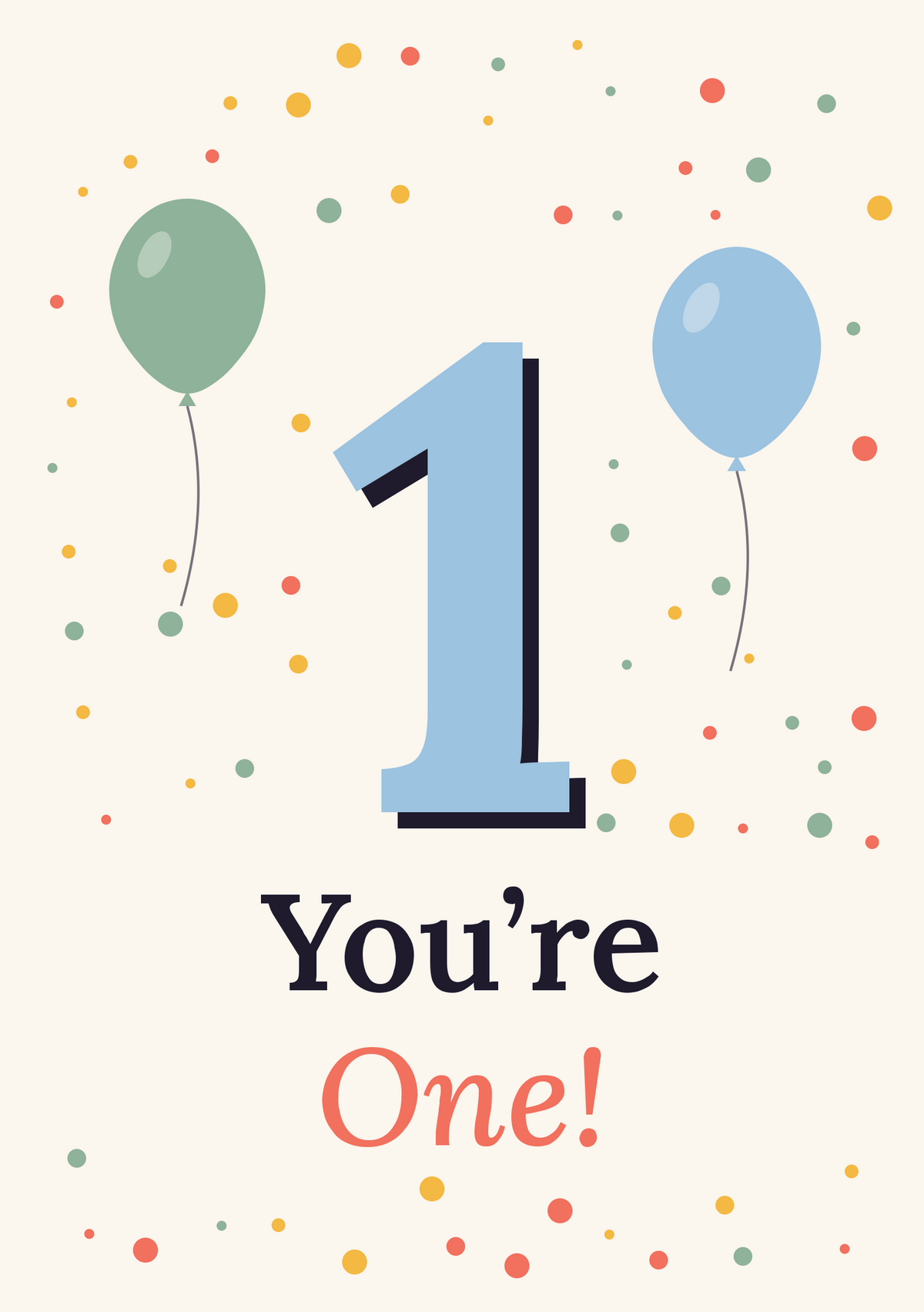 You’re One! printable card