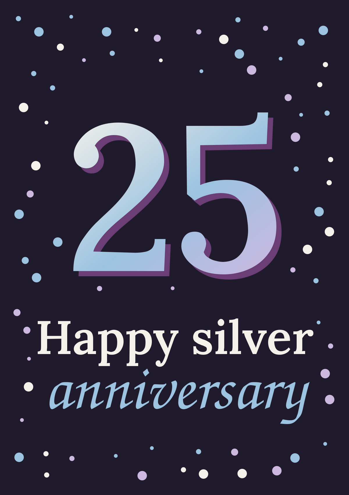 Happy silver anniversary printable card