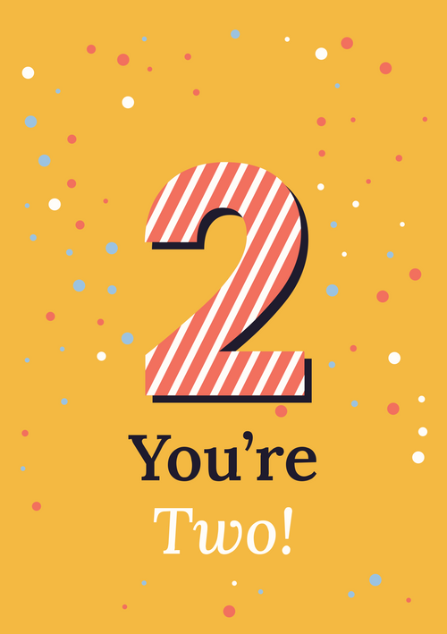 You’re Two! printable card