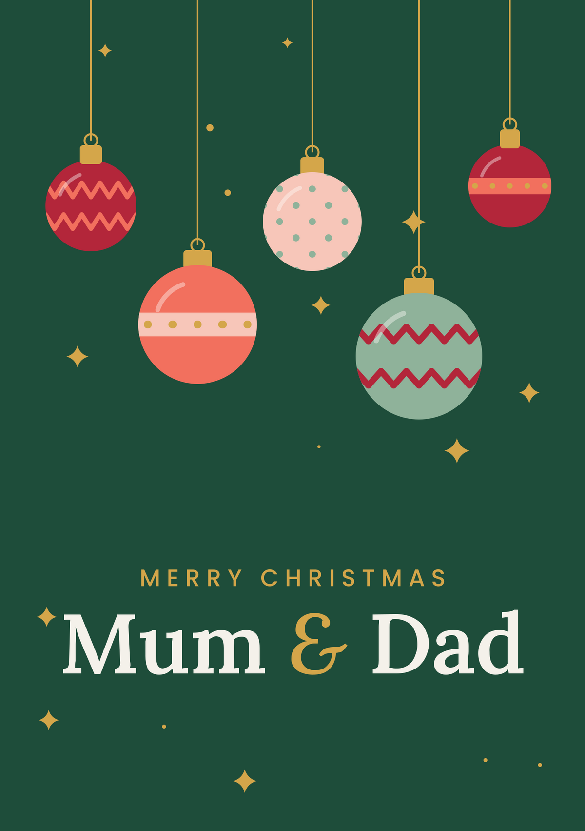 Merry Christmas Mum & Dad printable card