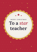 Merry Christmas To a star teacher printable card