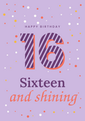 Sixteen and shining printable card
