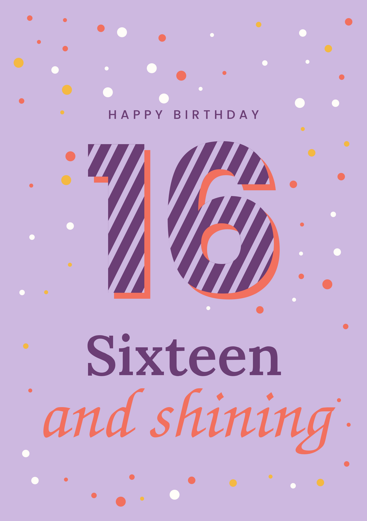 Sixteen and shining printable card