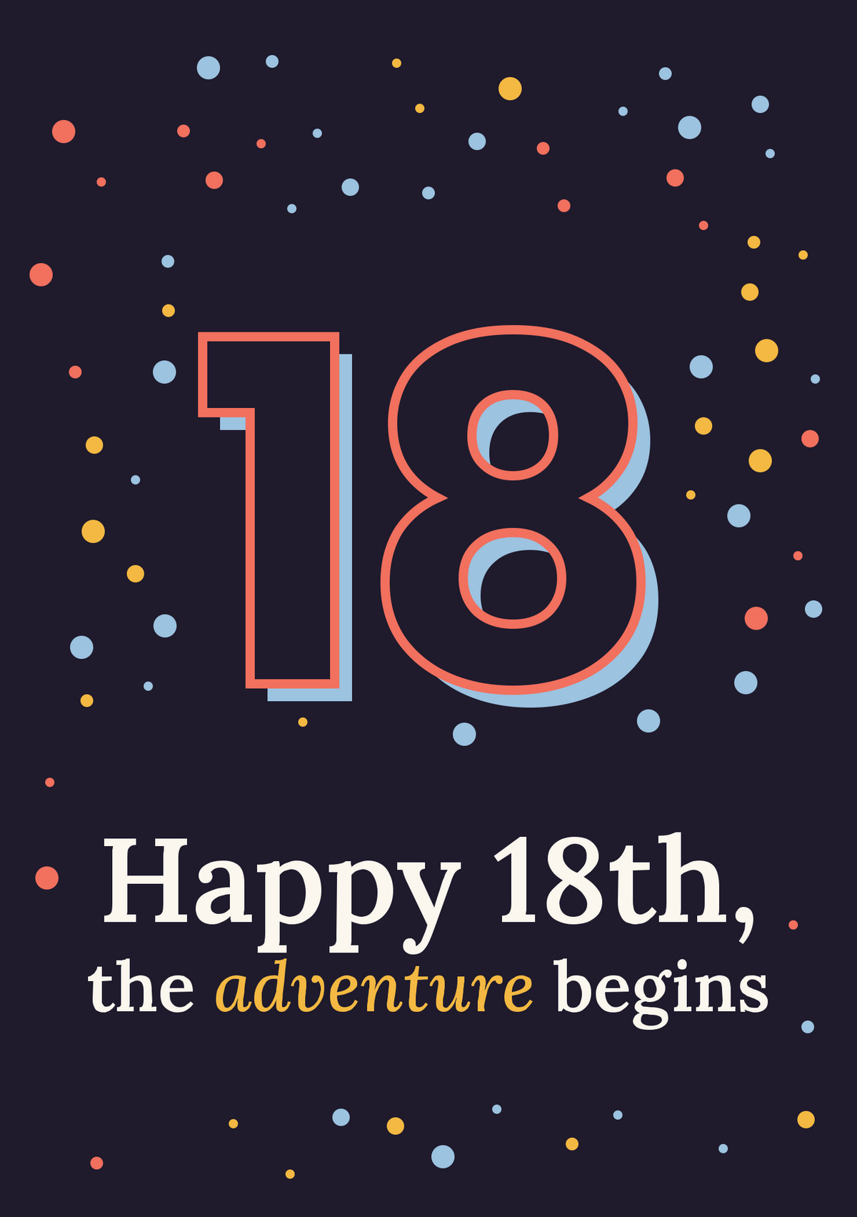 Happy 18th, the adventure begins printable card
