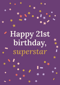 Happy 21st birthday, superstar printable card