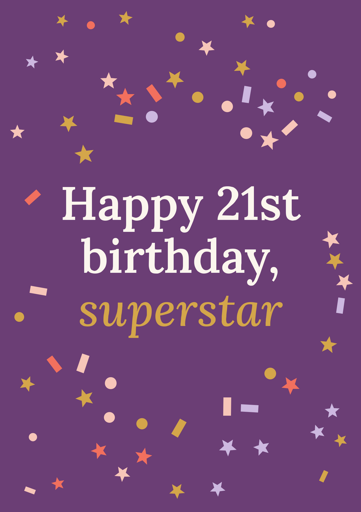 Happy 21st birthday, superstar printable card