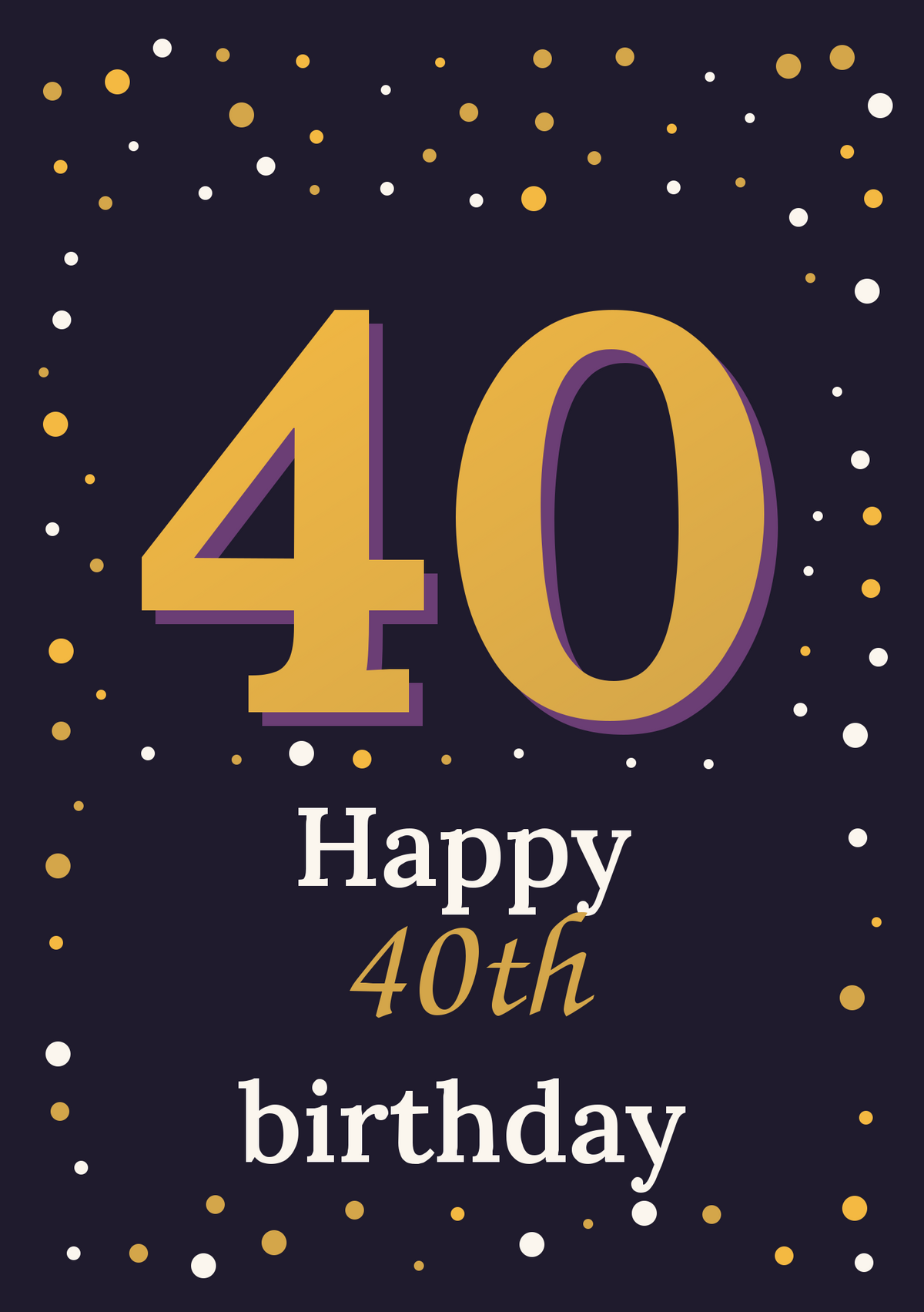 Happy 40th birthday printable card