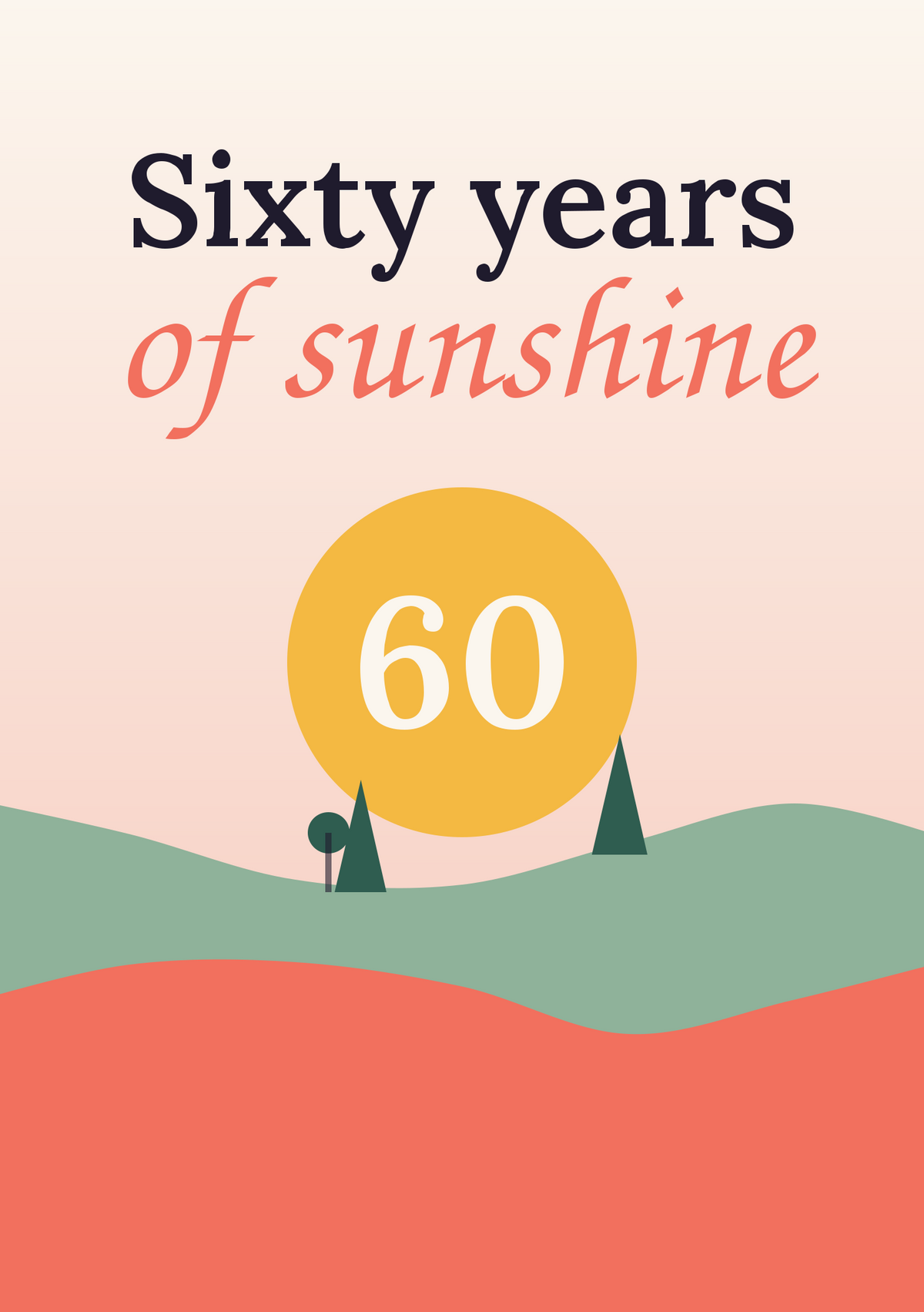 Sixty years of sunshine printable card