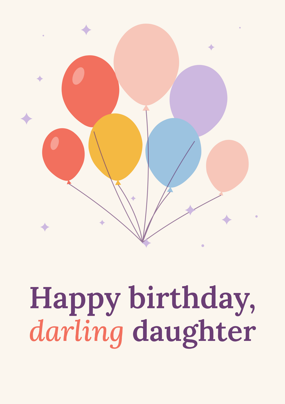 Happy birthday, darling daughter printable card