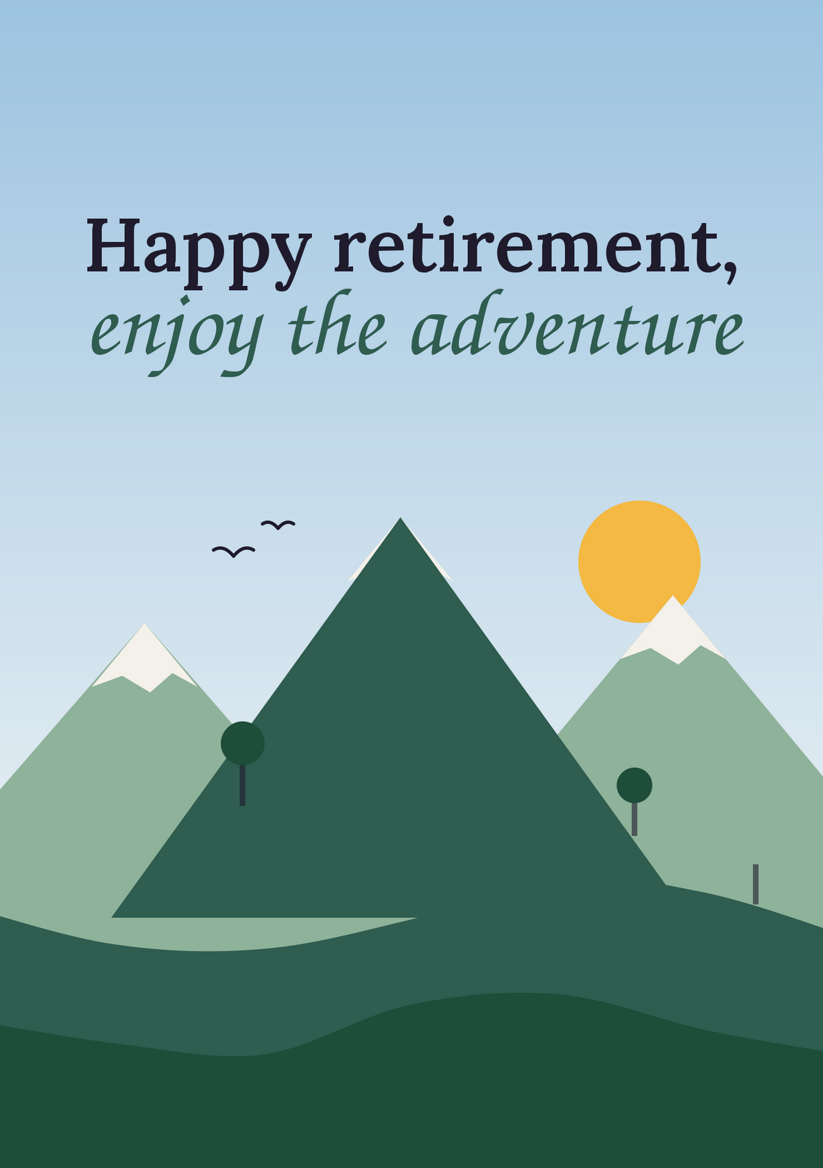 Happy retirement, enjoy the adventure printable card