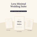 Lora Minimal Wedding Suite: 5x7 invitation, details card and RSVP in ink, cream and gold