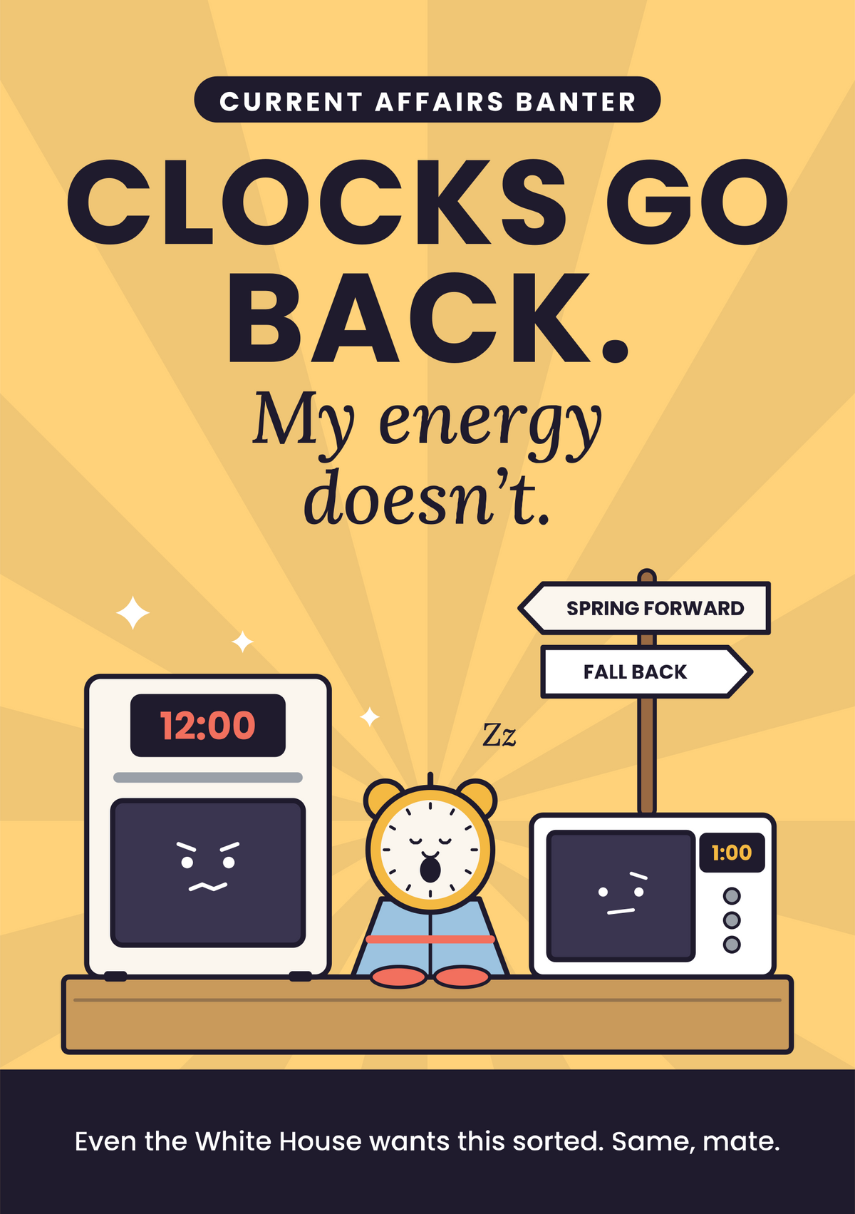 Clocks go back. My energy doesn't. printable card