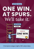 One win. At Spurs. We'll take it. printable card