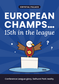 European champs… 15th in the league printable card