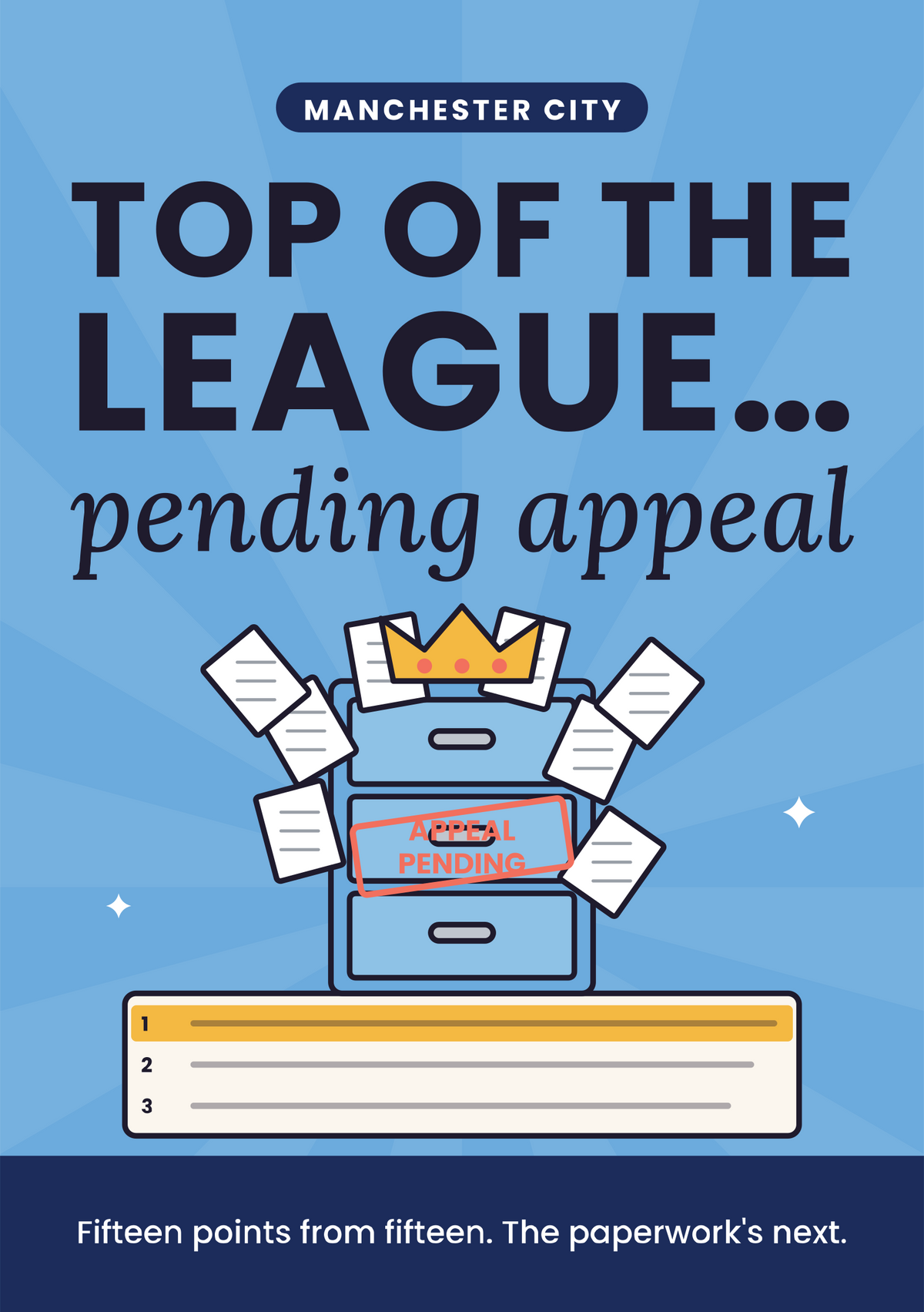 Top of the league… pending appeal printable card