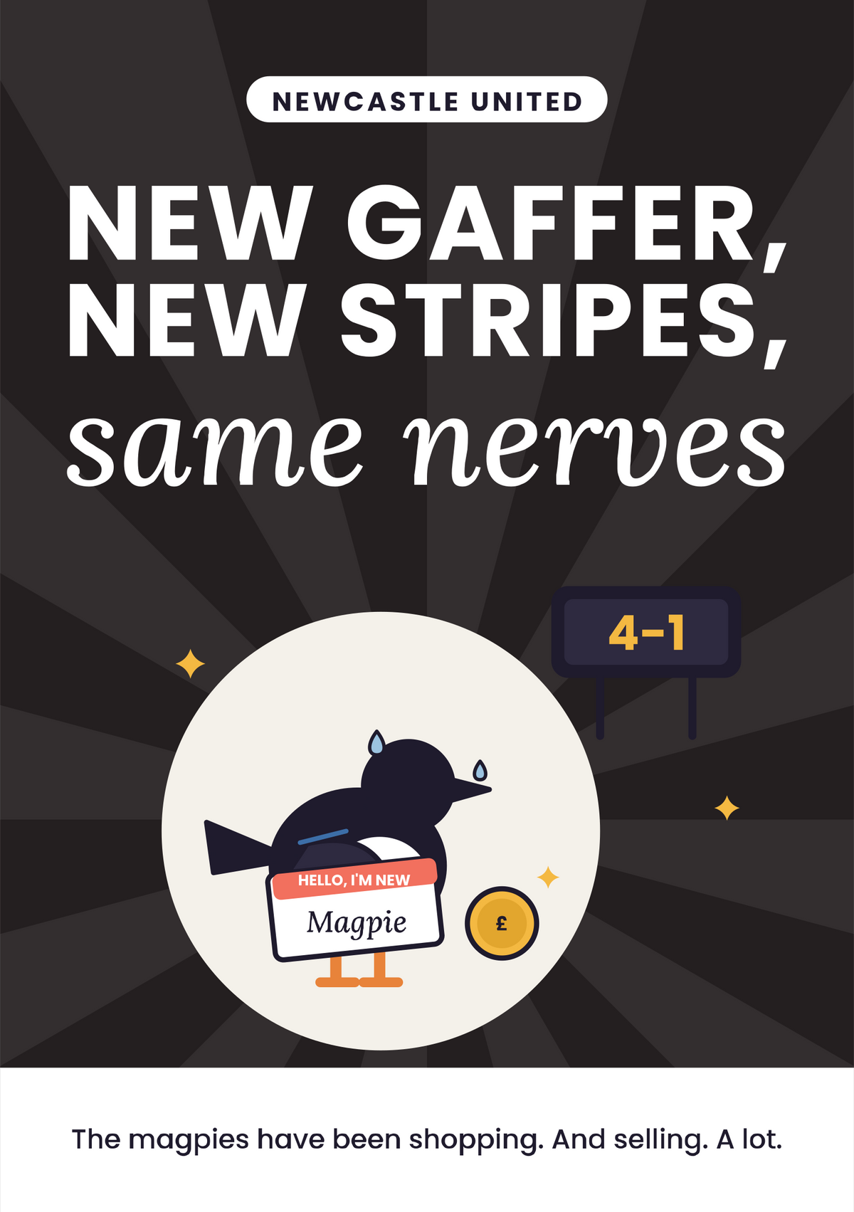 New gaffer, new stripes, same nerves printable card