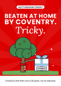 Beaten at home by Coventry. Tricky. printable card