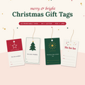 Merry & Bright printable Christmas gift tags: 32 tags, A4 + Letter, PDF + JPG
