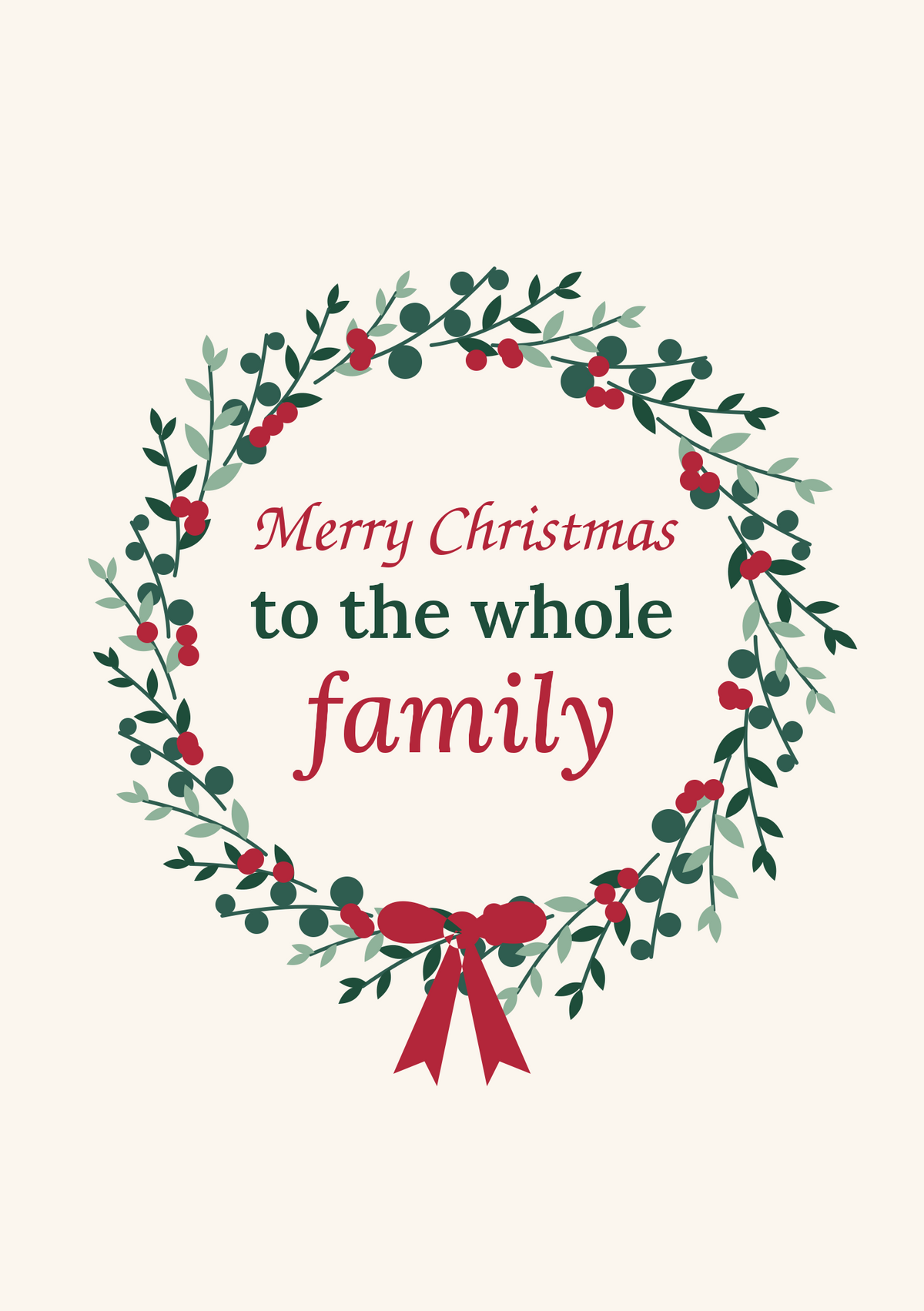 Merry Christmas to the whole family printable card