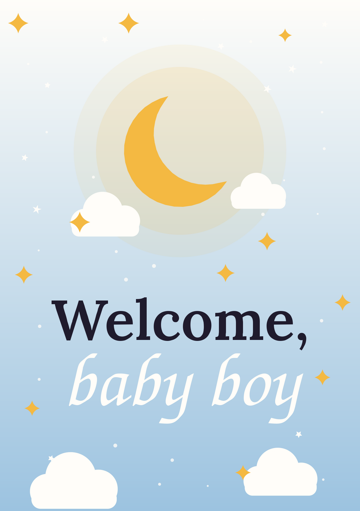 Welcome, baby boy printable card