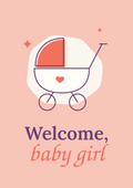 Welcome, baby girl printable card