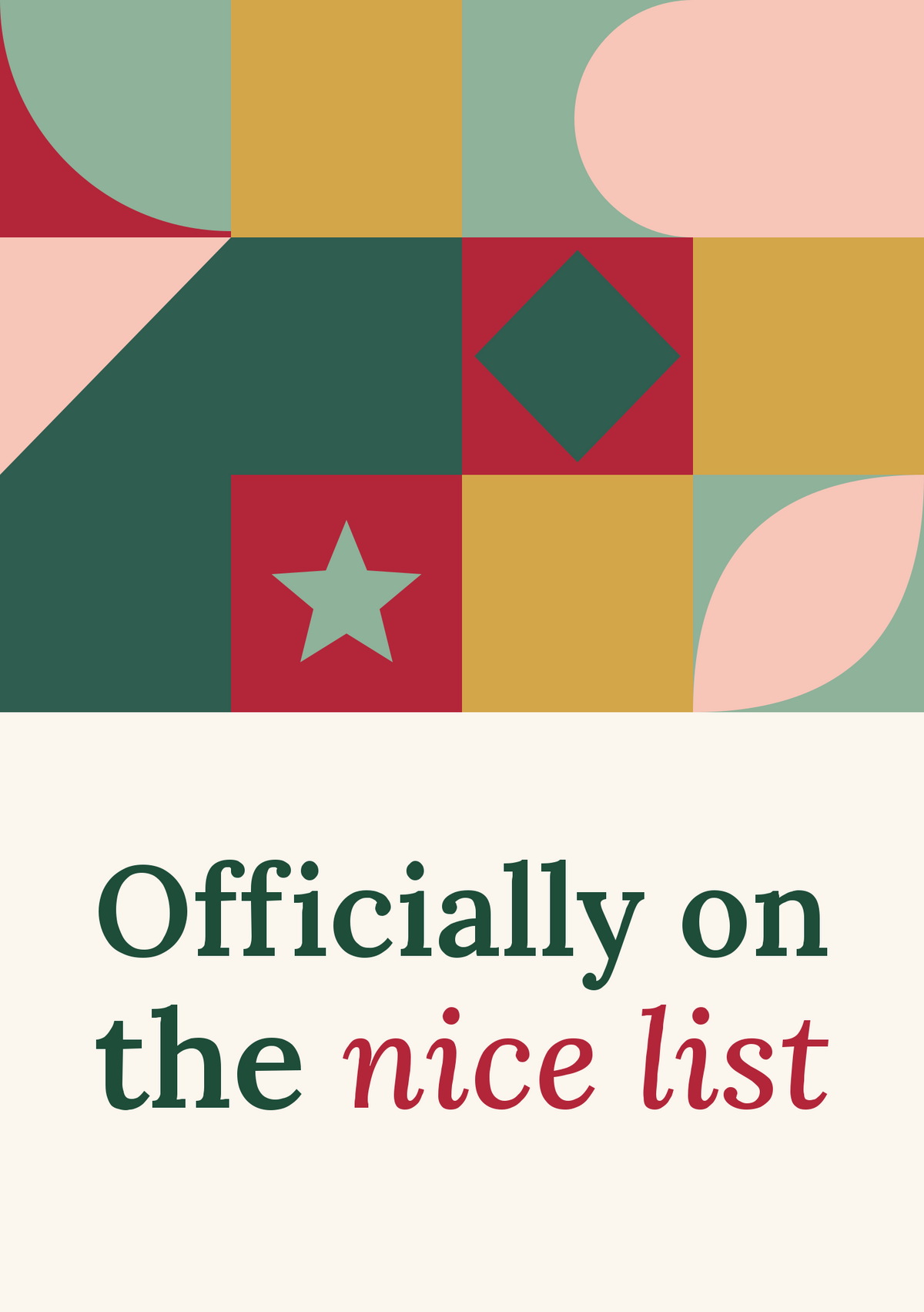 Officially on the nice list printable card
