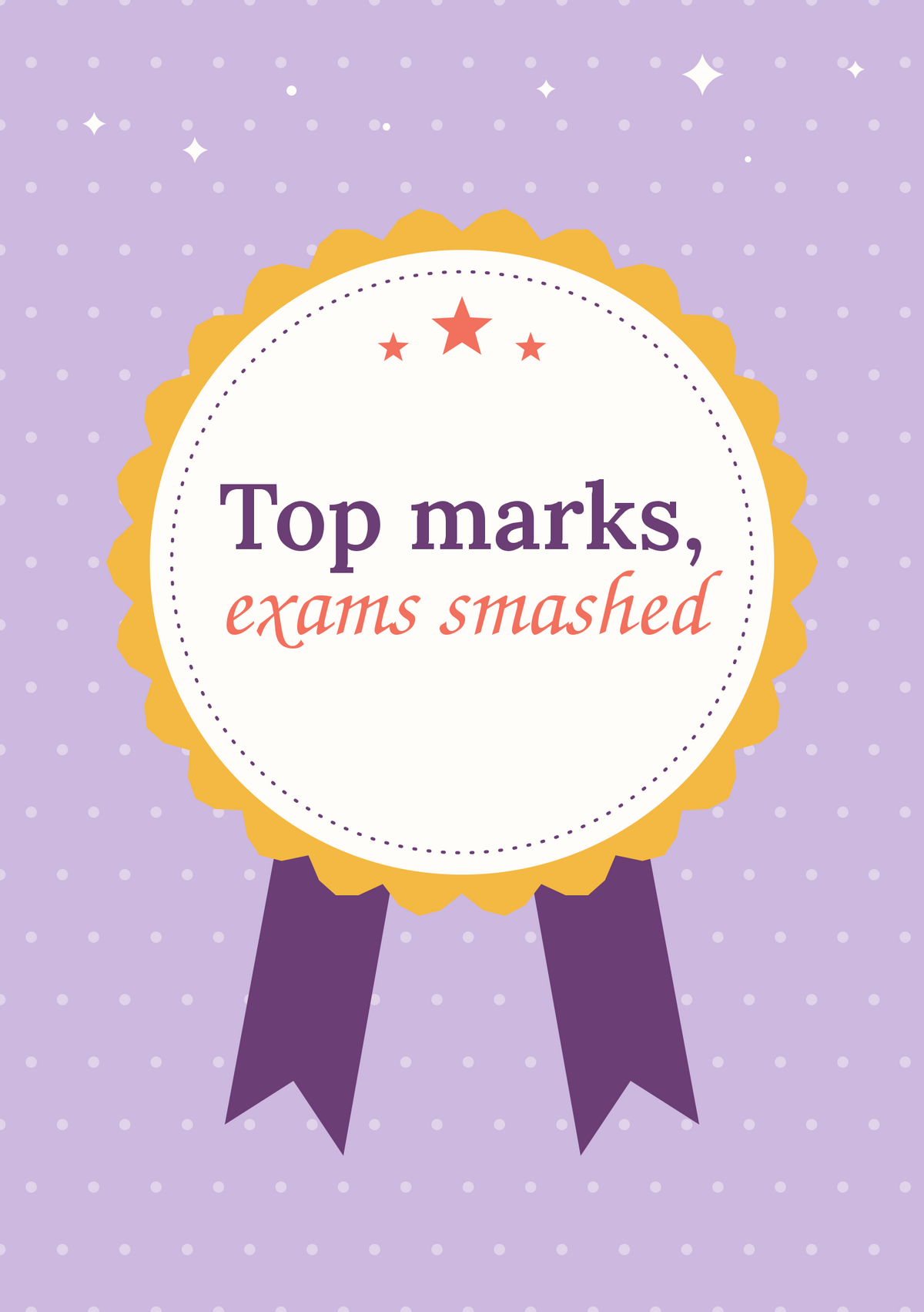Top marks, exams smashed printable card