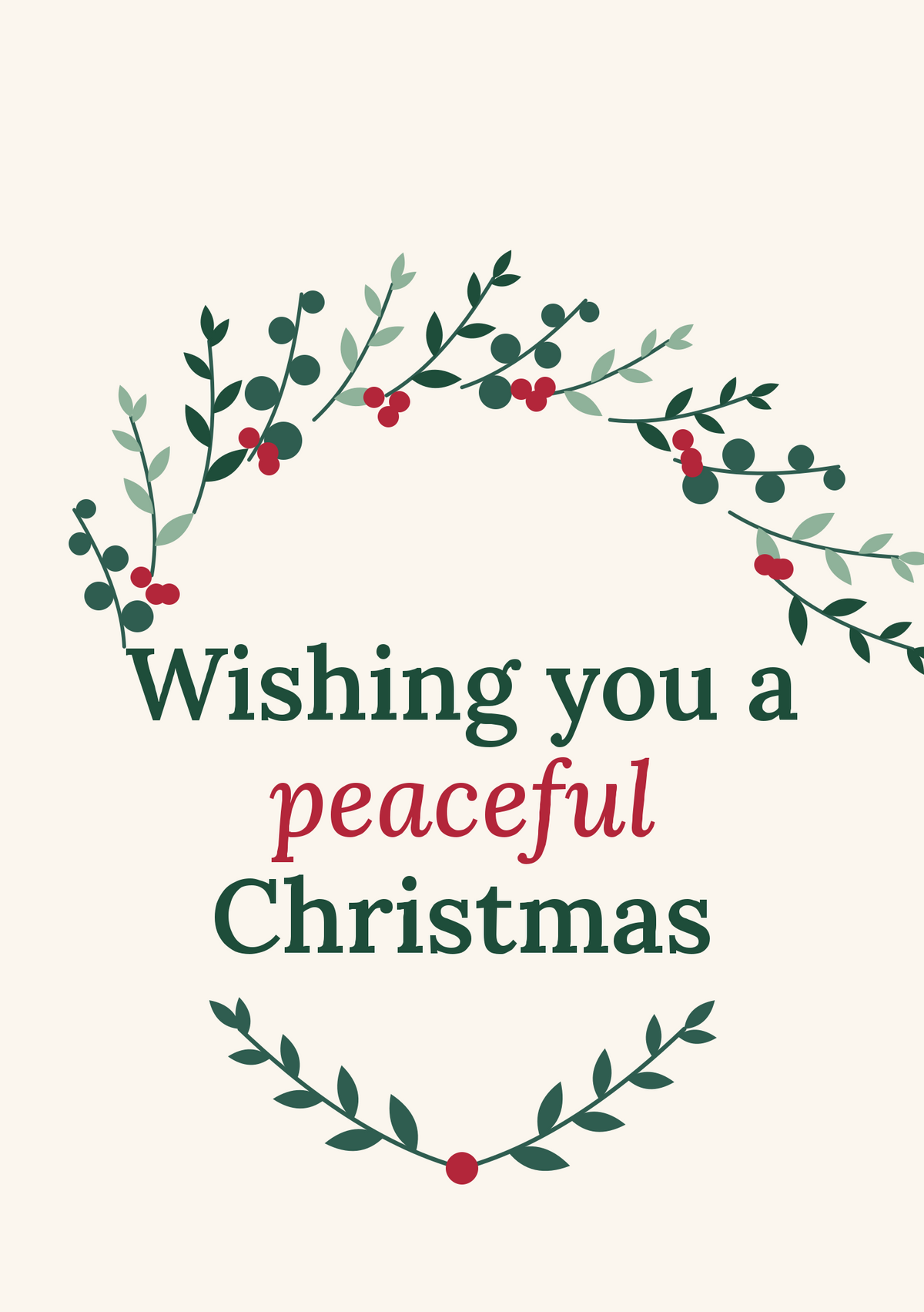 Wishing you a peaceful Christmas printable card