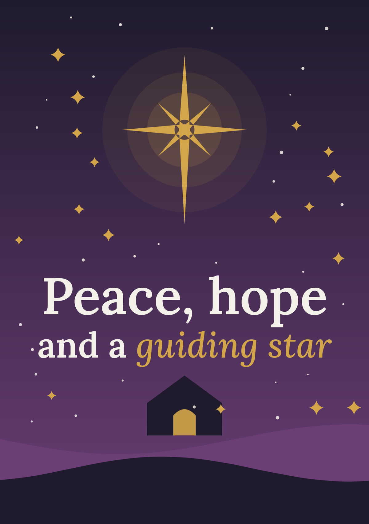 Peace, hope and a guiding star printable card