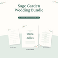 Sage Garden Botanical Wedding Bundle: invitation, details card and RSVP with sage greenery and blush blossoms