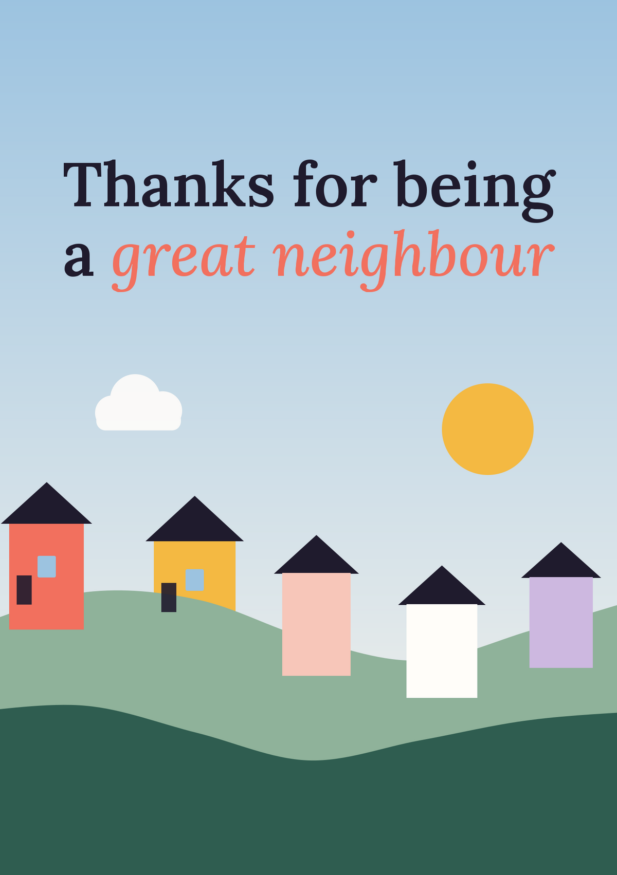 Thanks for being a great neighbour printable card