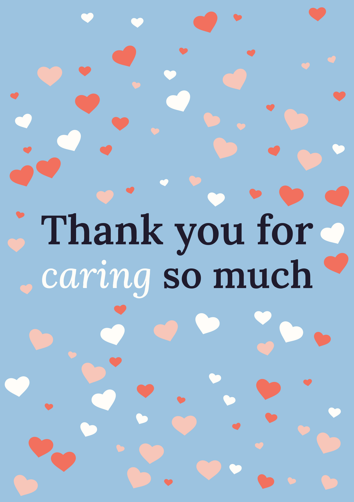 Thank you for caring so much printable card