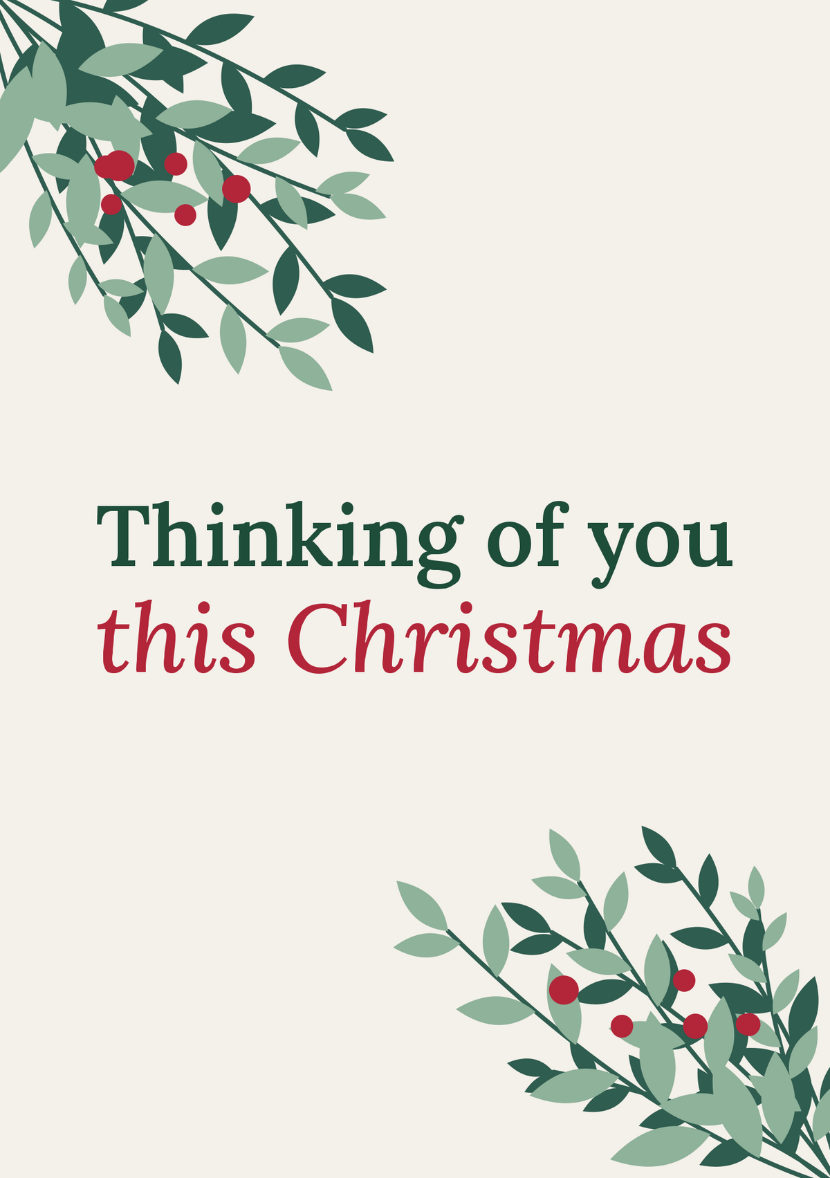 Thinking of you this Christmas printable card